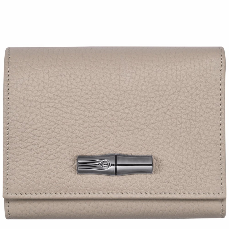 Beige Brown Longchamp Roseau Essential Women's Wallets